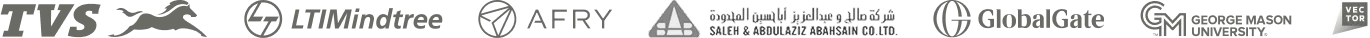 Bolddesk trusted companies worldwide, including TVS, LTIMindtree, AFRY, GlobalGate, Vector and GMU logos